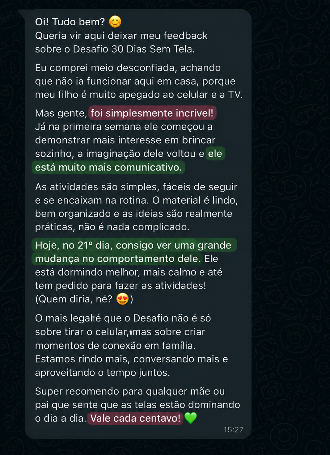 Print de mensagem de cliente